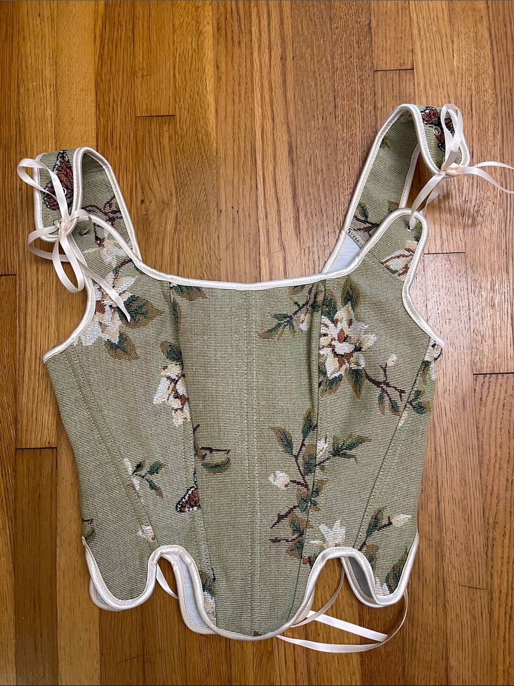 Floral Green Tapestry Corset Top